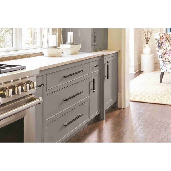 Amerock London 3-3/4 in 96 mm Center-to-Center Black Bronze/Polished Chrome Cabinet Pull - BP36648BBR26