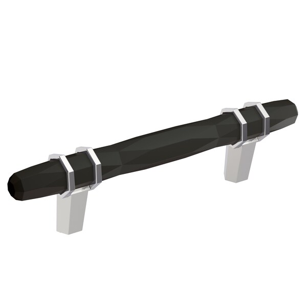 Amerock London 3-3/4 in 96 mm Center-to-Center Black Bronze/Polished Chrome Cabinet Pull - BP36648BBR26