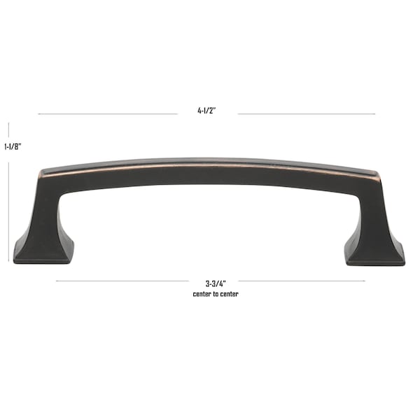 Gliderite Hardware 3-3/4 in. Center to Center Cabinet Base Pull - 87380-96-ORB, 10PK - 87380-96-ORB-10