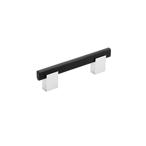 Richelieu 3 3/4 in (96 mm) Center-to-Center Chrome, Matte Black Contemporary Cabinet Pull - BP905096140900