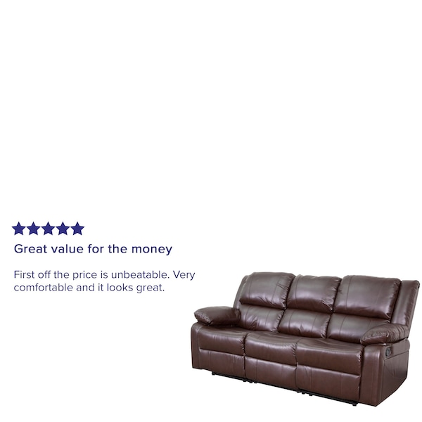Flash Furniture Sofa, 35" to 64" x 38", Upholstery Color: Brown - BT-70597-SOF-BN-GG
