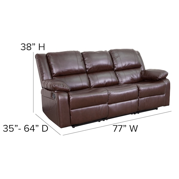 Flash Furniture Sofa, 35" to 64" x 38", Upholstery Color: Brown - BT-70597-SOF-BN-GG