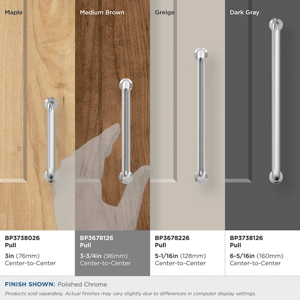 Amerock Factor 3-3/4 in 96 mm Center-to-Center Polished Chrome Cabinet Pull - BP3678126