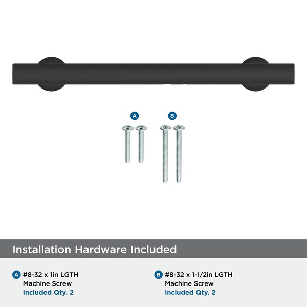 Amerock Everett 5-1/16 inch 128mm Center-to-Center Matte Black Cabinet Pull - BP37105MB
