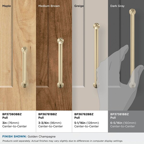 Amerock Factor 6-5/16 inch 160mm Center-to-Center Golden Champagne Cabinet Pull - BP37381BBZ