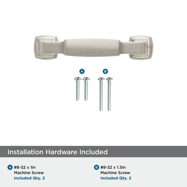 Amerock Stature 3 in 76 mm Center-to-Center Satin Nickel Cabinet Pull - BP36891G10