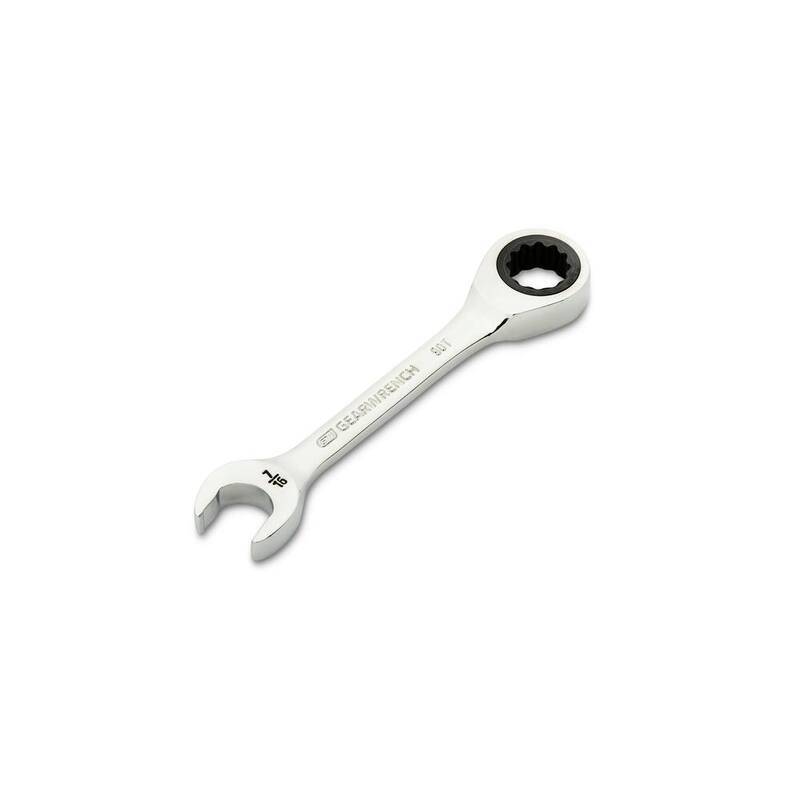 GEARWRENCH 7/16 in. 90-Tooth 12 Point Stubby Ratcheting Combination Wrench - 86852