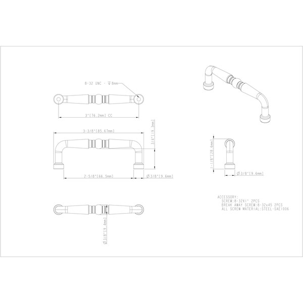 Elements By Hardware Resources 3" Center-to-Center Satin Bronze Madison Cabinet Pull - Z259-3SBZ