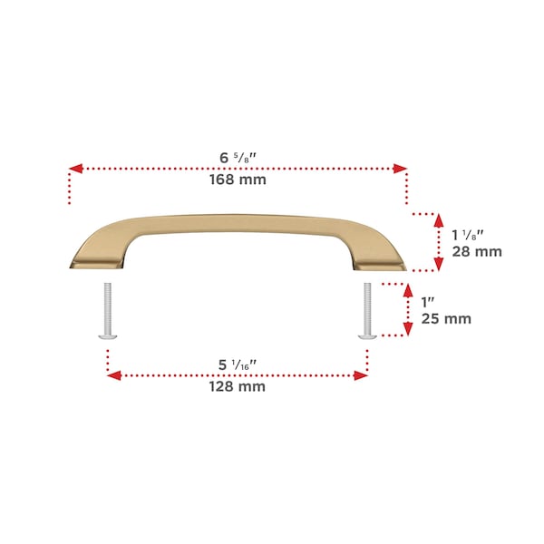Richelieu 5 1/16-inch (128 mm) Center to Center Champagne Bronze Contemporary Cabinet Pull - BP7350128CHBRZ