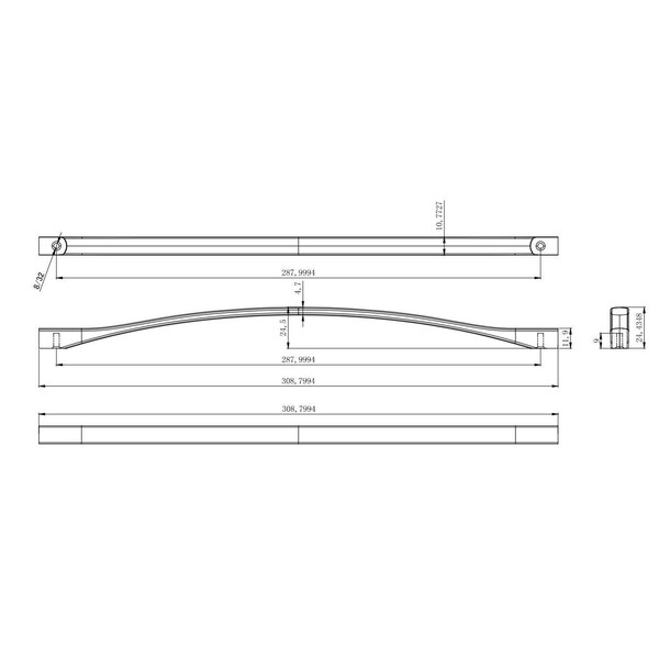 Richelieu 11 3/8-inch (288 mm) Center to Center Aurum Brushed Gold Contemporary Cabinet Pull - BP8232288158