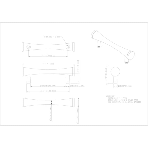 Elements By Hardware Resources 3" Center-to-Center Satin Bronze Sedona Cabinet Pull - 400SBZ