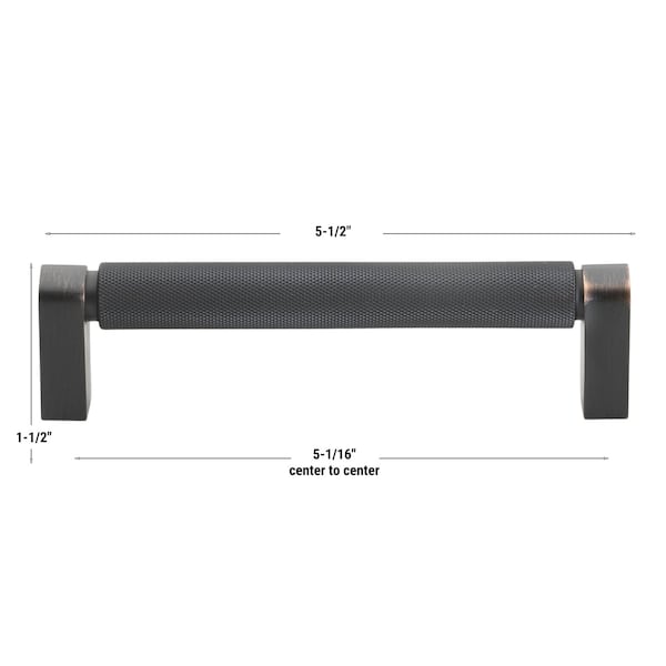 Gliderite Hardware 5-1/16 in. Center to Center Knurled Bar Pull Oil Rubbed Bronze, 5PK - 4788-128-ORB-5