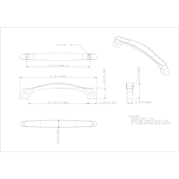 Elements By Hardware Resources 128 mm Center-to-Center Polished Chrome Aiden Cabinet Pull - 993-128PC