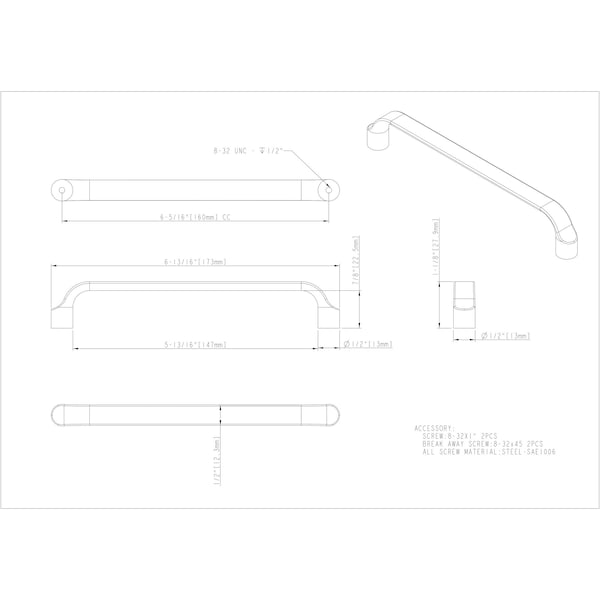 Elements By Hardware Resources 160 mm Center-to-Center Satin Nickel Brenton Cabinet Pull - 239-160SN