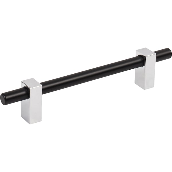 Jeffrey Alexander 128 Mm Center-To-Center Matte Black W/ Polished Chrome Larkin Cabinet Bar Pull - 478-128MBPC