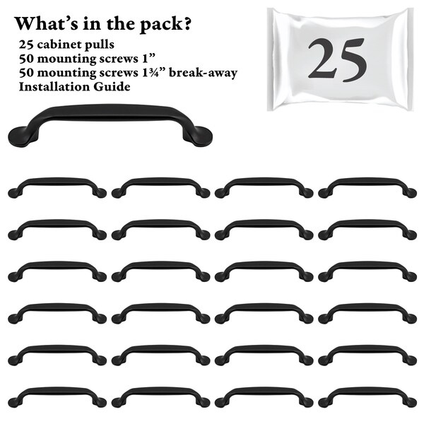 Designperfect 3 3/4'' Center-to-Center Bar Pull, 25PK - DPA25S713BLK