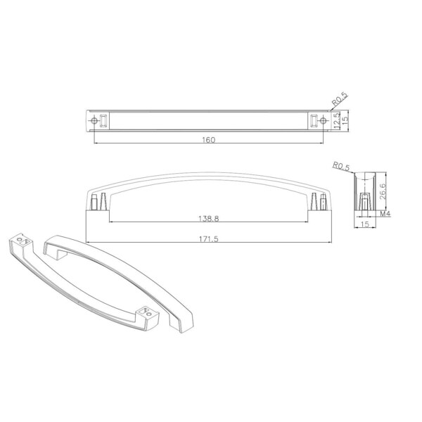 Richelieu 6-5/16 in. (160 mm) Center-to-Center Chrome Transitional Drawer Pull - BP8252160140