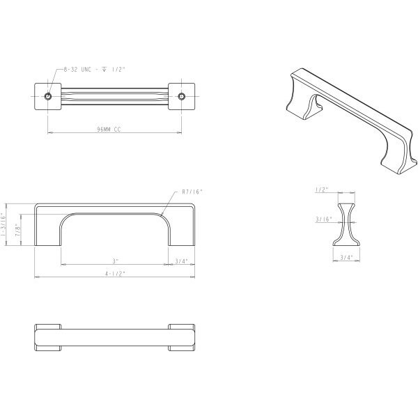 Jeffrey Alexander 96 mm Center-to-Center Brushed Pewter Sullivan Cabinet Pull - 752-96BNBDL