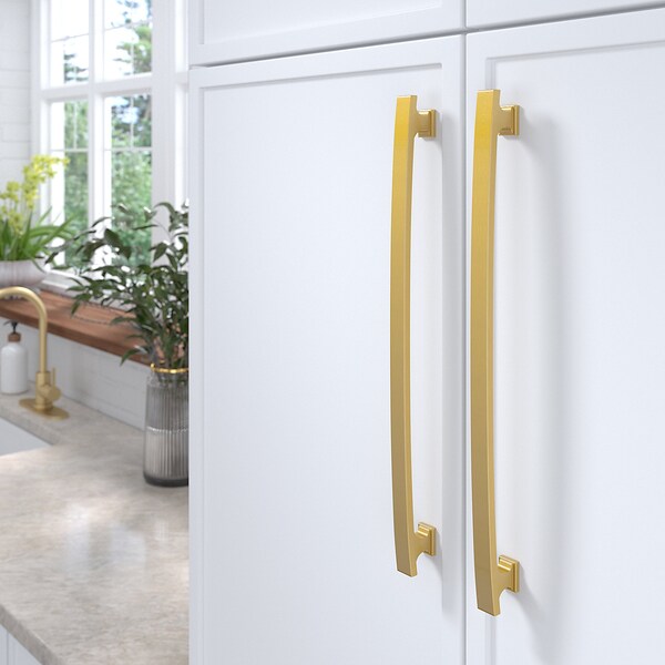 Richelieu 12 5/8-inch (320 mm) Center to Center Aurum Brushed Gold Transitional Cabinet Pull - BP5254320158