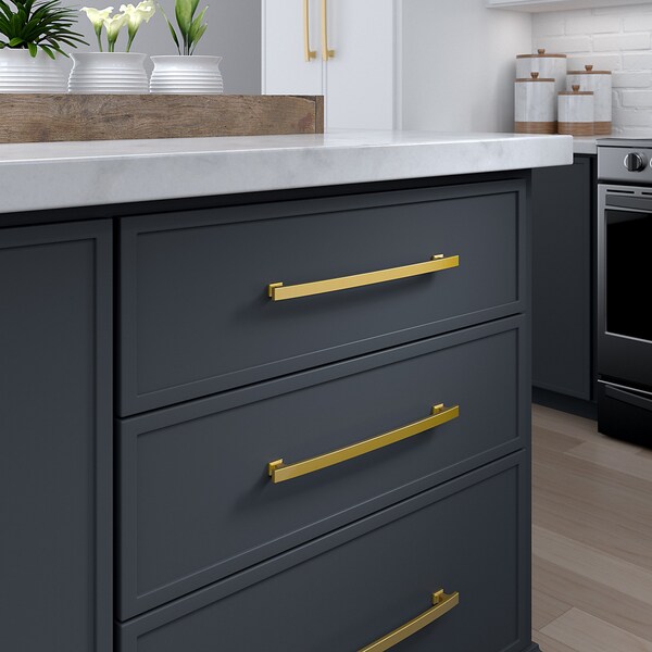 Richelieu 12 5/8-inch (320 mm) Center to Center Aurum Brushed Gold Transitional Cabinet Pull - BP5254320158