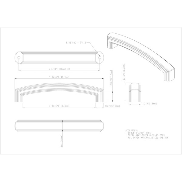 Jeffrey Alexander 128 mm Center-to-Center Satin Nickel Delgado Cabinet Pull - 519-128SN