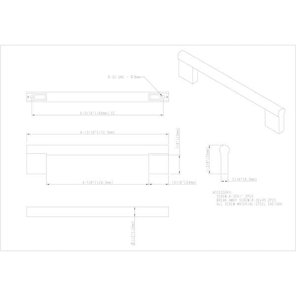 Elements By Hardware Resources 160 mm Center-to-Center Polished Chrome Knox Cabinet Bar Pull - 645-160PC