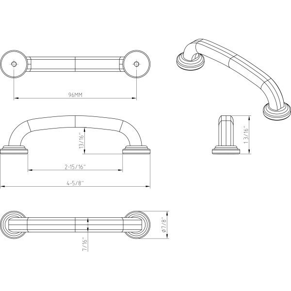 Jeffrey Alexander 96 mm Center-to-Center Polished Nickel Bremen 1 Cabinet Pull - 527NI