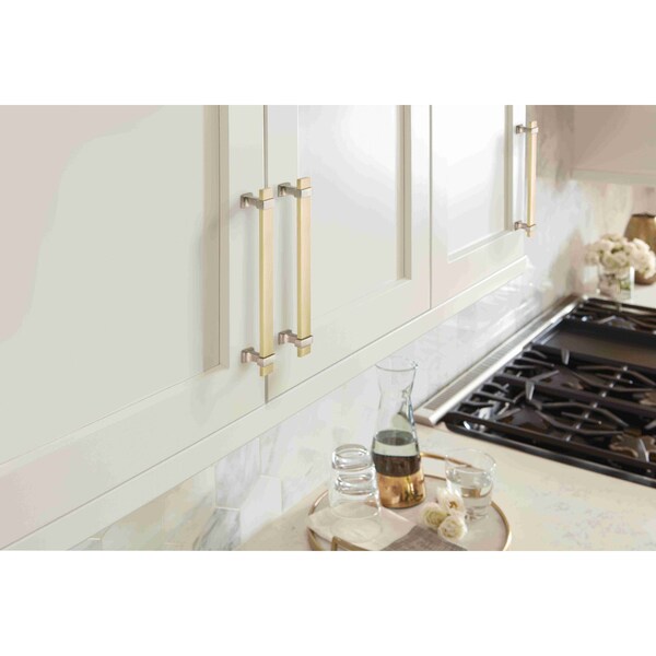 Amerock Overton 6-5/16 in 160 mm Center-to-Center Brushed Gold/Satin Nickel Cabinet Pull - BP36683BGLG10