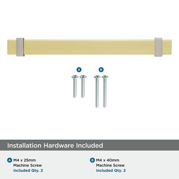 Amerock Overton 6-5/16 in 160 mm Center-to-Center Brushed Gold/Satin Nickel Cabinet Pull - BP36683BGLG10