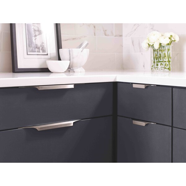 Amerock Extent 8-9/16 in 217 mm Center-to-Center Satin Nickel Cabinet Edge Pull - BP36753G10