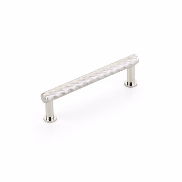 Schaub 4in Center to Center Pub House Knurled Cabinet Pull Polished Nickel Finish - 5004-PN
