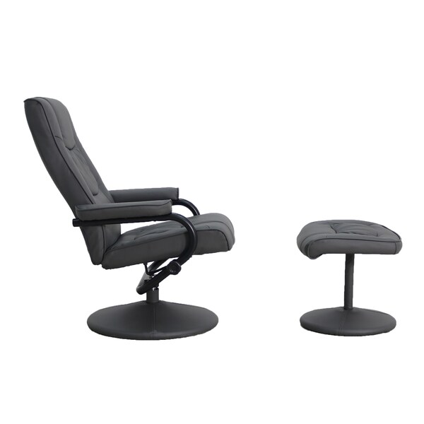 Flash Furniture Rachel Contemporary Multi-Position Recliner and Ottoman w/Wrapped Base in Gray LeatherSoft - BT-7862-GY-GG
