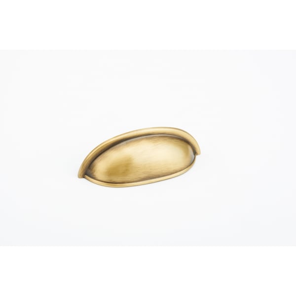 Schaub 3-3/4in Overall; 3in Center to Center Traditional Cup Pull Antique Brass Finish - 730-AB