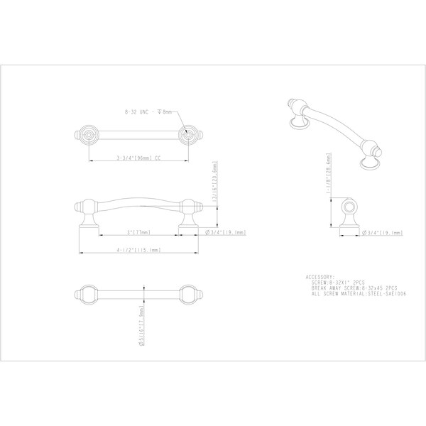 Elements By Hardware Resources 96 mm Center-to-Center Brushed Pewter Syracuse Cabinet Bar Pull - 575-96BNBDL