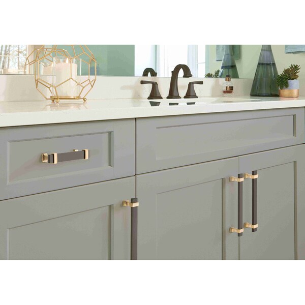 Amerock Overton 3-3/4 in 96 mm Center-to-Center Black Chrome/Brushed Gold Cabinet Pull - BP36681BCRBGL