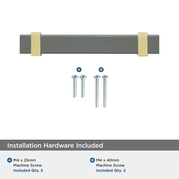 Amerock Overton 3-3/4 in 96 mm Center-to-Center Black Chrome/Brushed Gold Cabinet Pull - BP36681BCRBGL