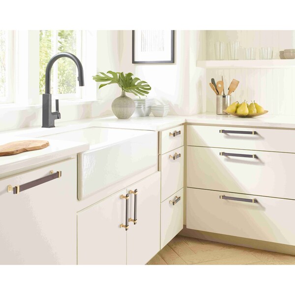 Amerock Overton 3-3/4 in 96 mm Center-to-Center Black Chrome/Brushed Gold Cabinet Pull - BP36681BCRBGL