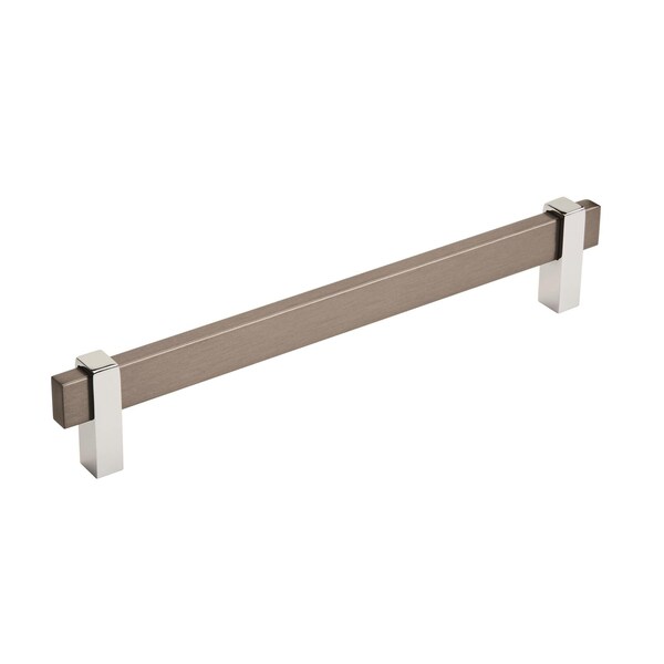 Amerock Mulino 7-9/16 in 192 mm Center-to-Center Black Brushed Nickel/Polished Chrome Cabinet Pull - BP36725BBN26