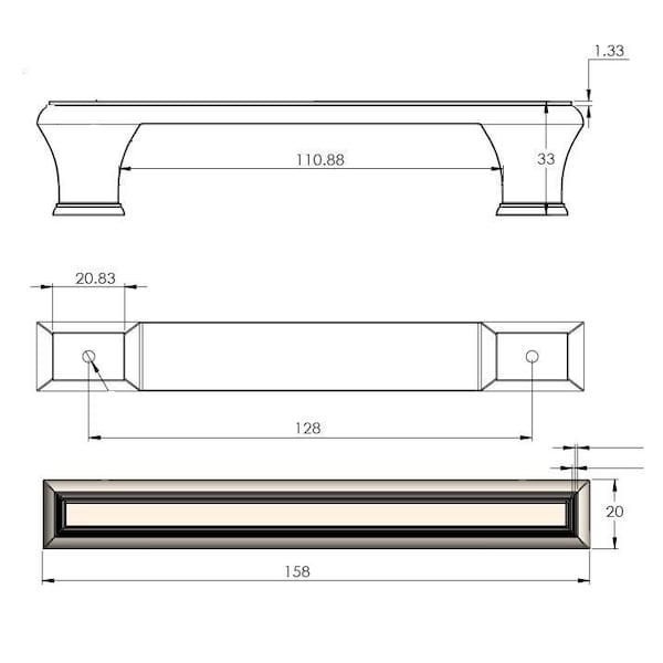Richelieu 5 1/16 in (128 mm) Center-to-Center Brushed Nickel Traditional Drawer Pull - BP775128195