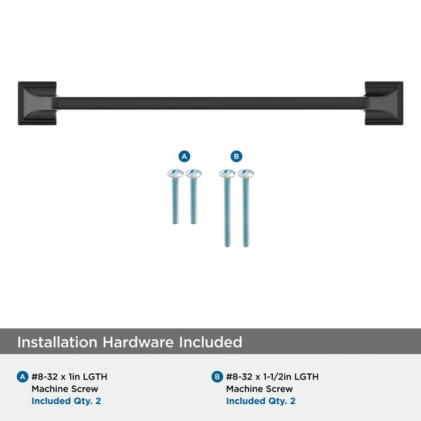 Amerock Exceed 7-9/16 inch 192mm Center-to-Center Matte Black Cabinet Pull - BP36922FB