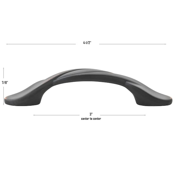 Gliderite Hardware 3 in. Classic Twisted Pull Cabinet Hardware Handle - 87340-ORB, 25PK - 87340-ORB-25