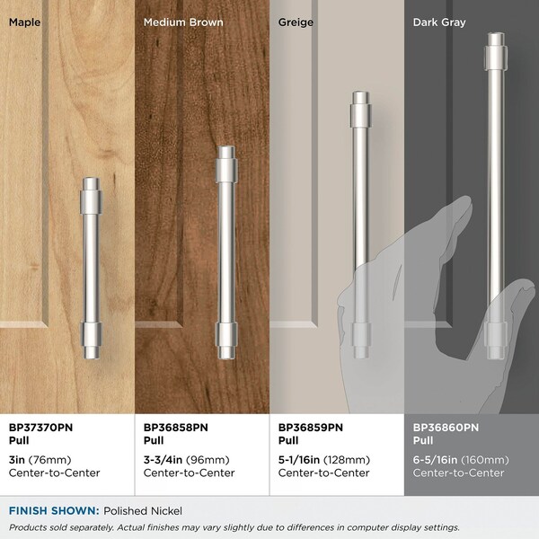 Amerock Destine 6-5/16 inch 160mm Center-to-Center Polished Nickel Cabinet Pull - BP36860PN