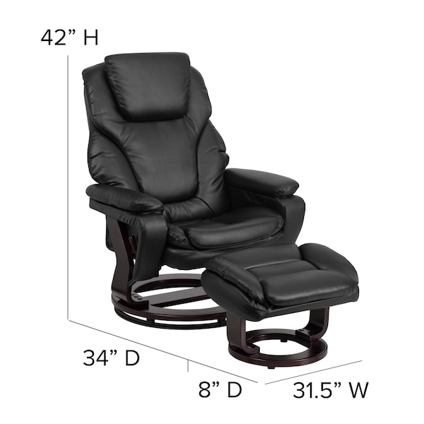Flash Furniture Contemporary Chair, Leather, 17-1/2" Height, Plush Arms, Black LeatherSoft - BT-70222-BK-FLAIR-GG