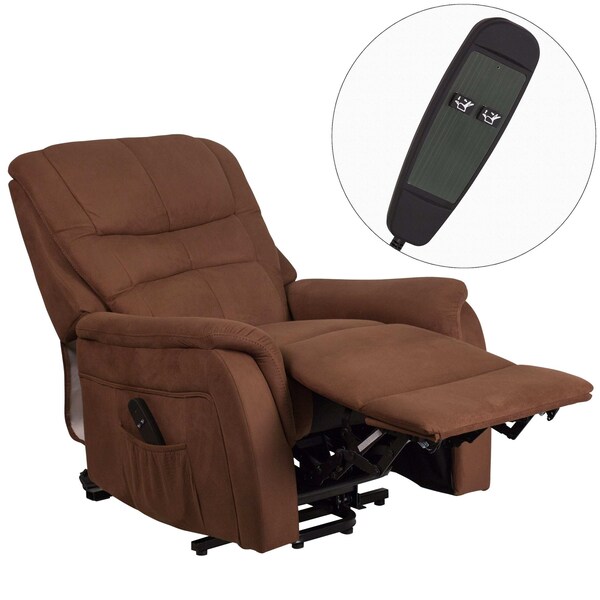 Flash Furniture Recliner, 32" to 67" x 44" to 57", Upholstery Color: Brown, Weight Capacity: 350 lb. - CH-US-153062L-BRN-MIC-GG