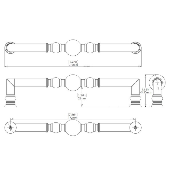 Richelieu Firenze Collection 7 9/16-inch (192 mm) Chrome Traditional Round Cabinet Pull - BP8789192140