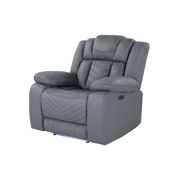 Global Furniture Usa U7068 GREY 10 POWER RECLINING SOFA/POWER CONSOLE RECLINING LOVESEAT/POWER RECLINER W/LED - 6472