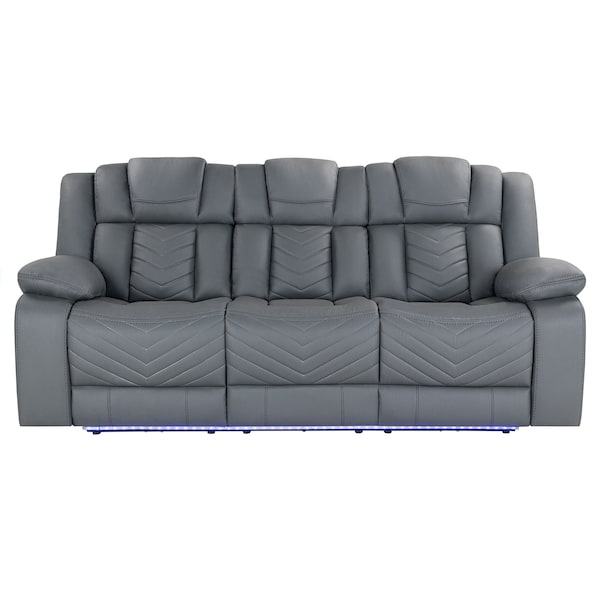 Global Furniture Usa U7068 GREY 10 POWER RECLINING SOFA/POWER CONSOLE RECLINING LOVESEAT/POWER RECLINER W/LED - 6472