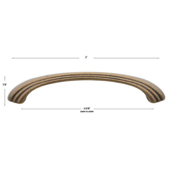 Gliderite Hardware 4-9/16 in. Center to Center Antique Brass Classic Cabinet Pull - 4048-AB, 5PK - 4048-AB-5