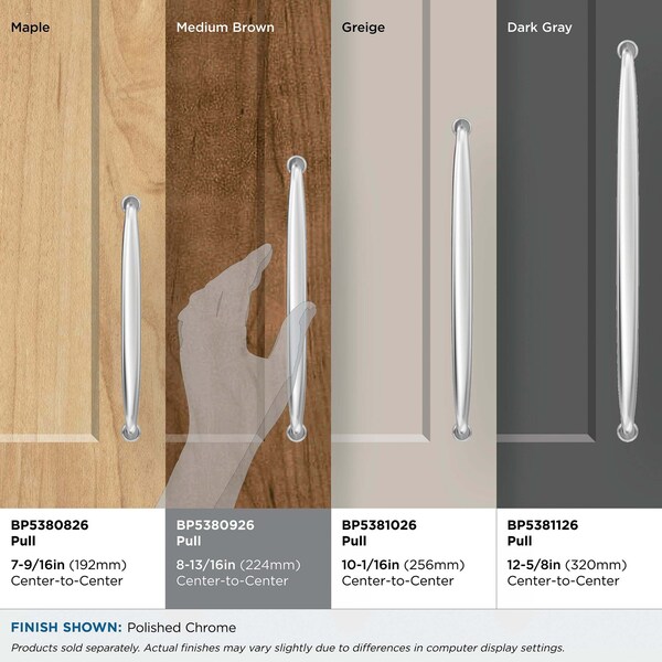 Amerock Kane 8-13/16 inch 224mm Center-to-Center Polished Chrome Cabinet Pull - BP5380926
