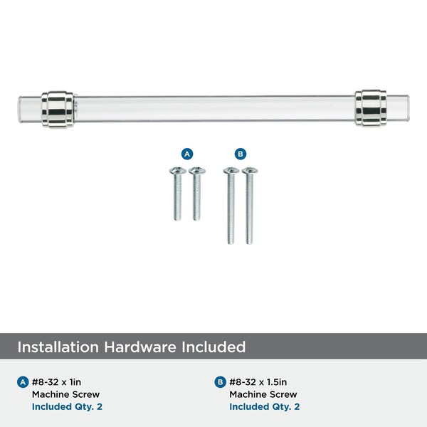 Amerock Glacio 6-5/16 in 160 mm Center-to-Center Clear/Polished Chrome Cabinet Pull - BP36656C26
